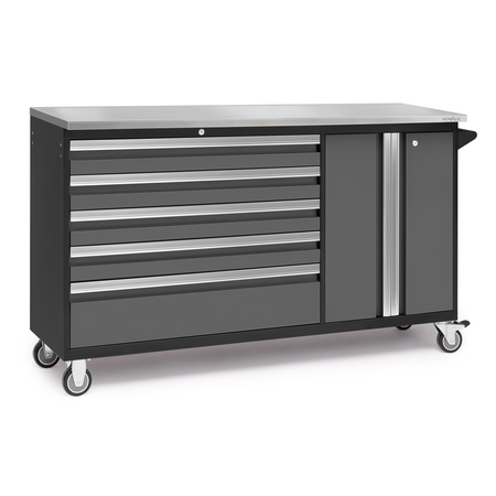 NEWAGE PRODUCTS Bold Series 62" Project Centre with Stainless Steel Top, Gray 53825